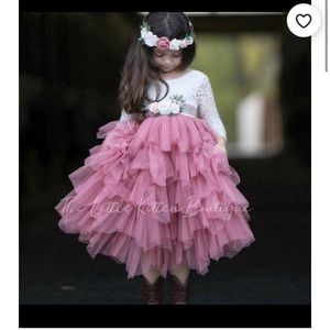 Beautiful Handmaid dusty rose tulle and lace dress